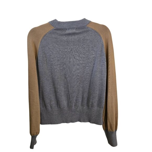 Monrow Neutral Quiet Luxury Color Block Crewneck Pullover Sweater Size S - Picture 3 of 6